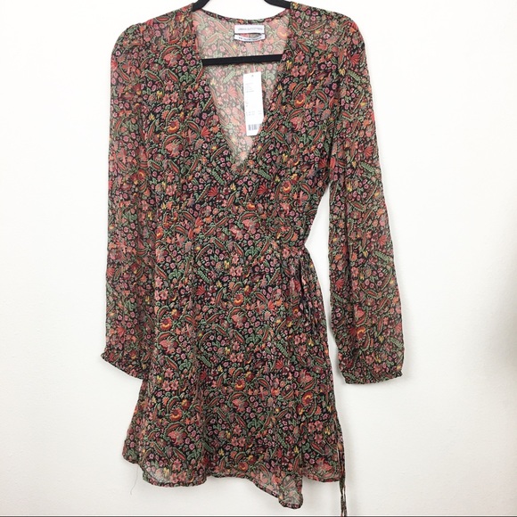 flowy wrap dress with sleeves